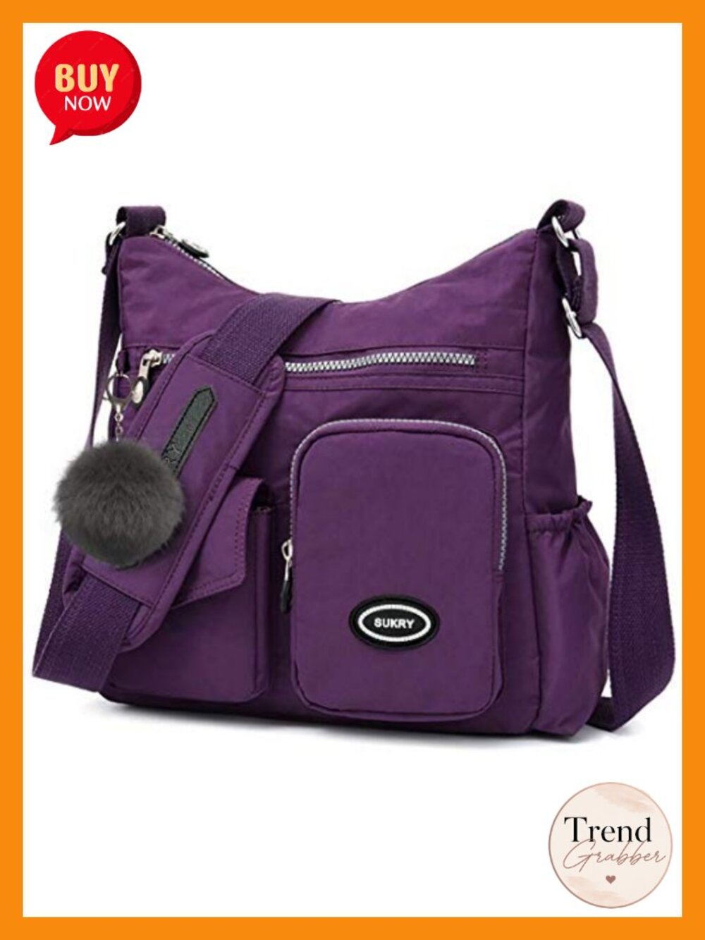 SUKRY Nylon Crossbody Bag Anti Theft RFID Waterproof Travel Purse